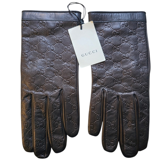 Gucci Brown Leather Men's Gloves - Picture 2 of 5
